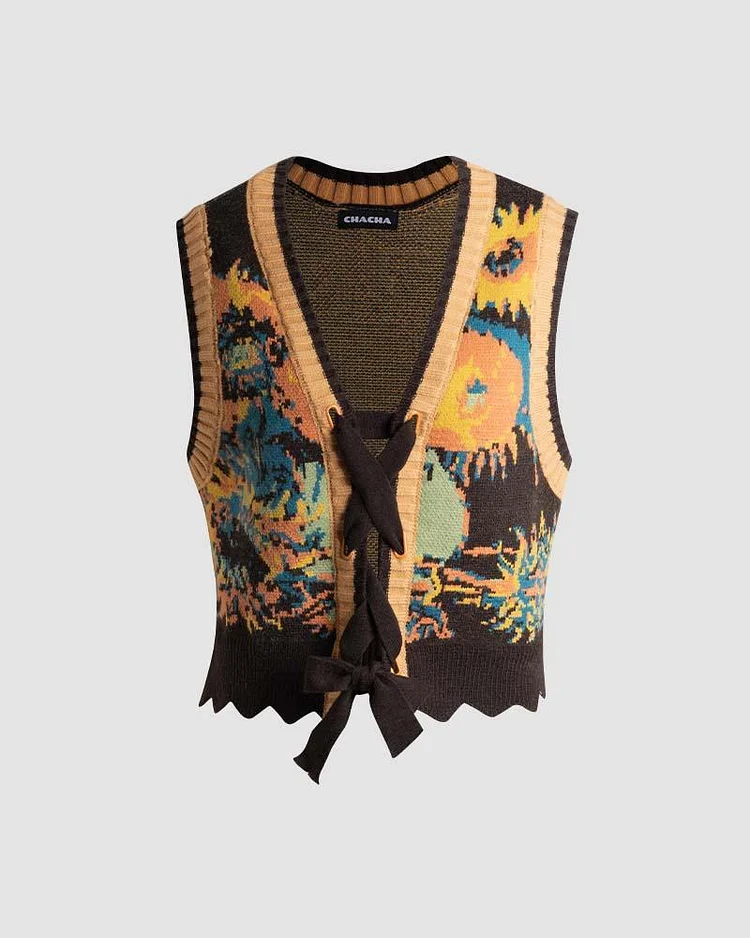 Loriya Abstract Fireworks Knit Vest