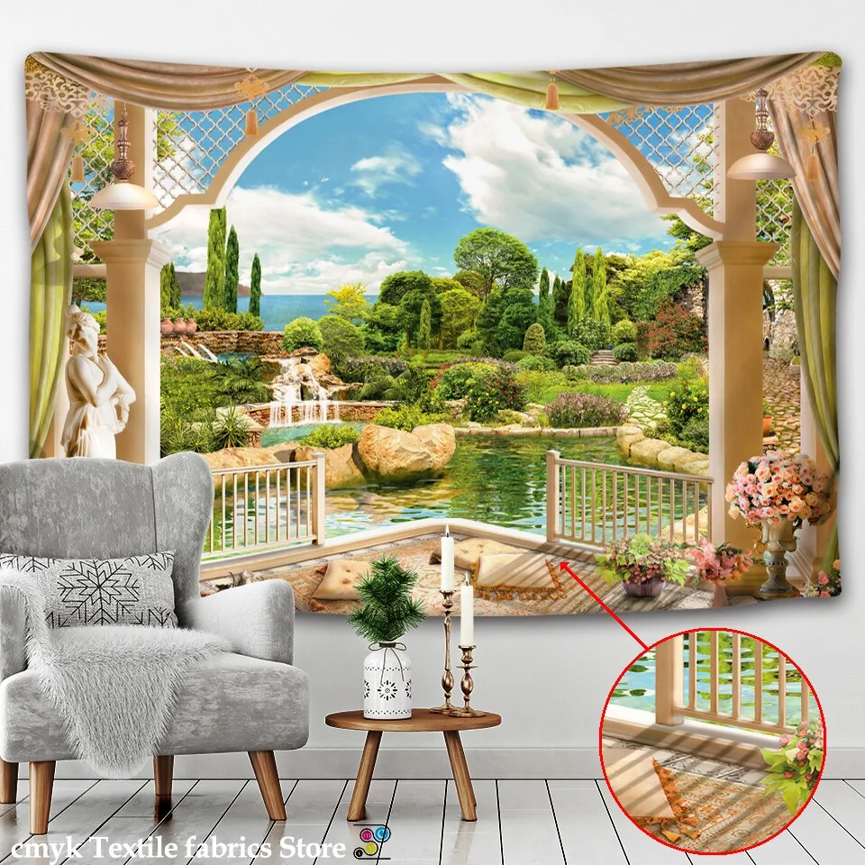 3D Wall Hanging Boheme Mandala Tapestry Flowers Vine Beach Hippie Tapestry Sea Wall Hanging Dorm Decor Living Room Art Gobelin