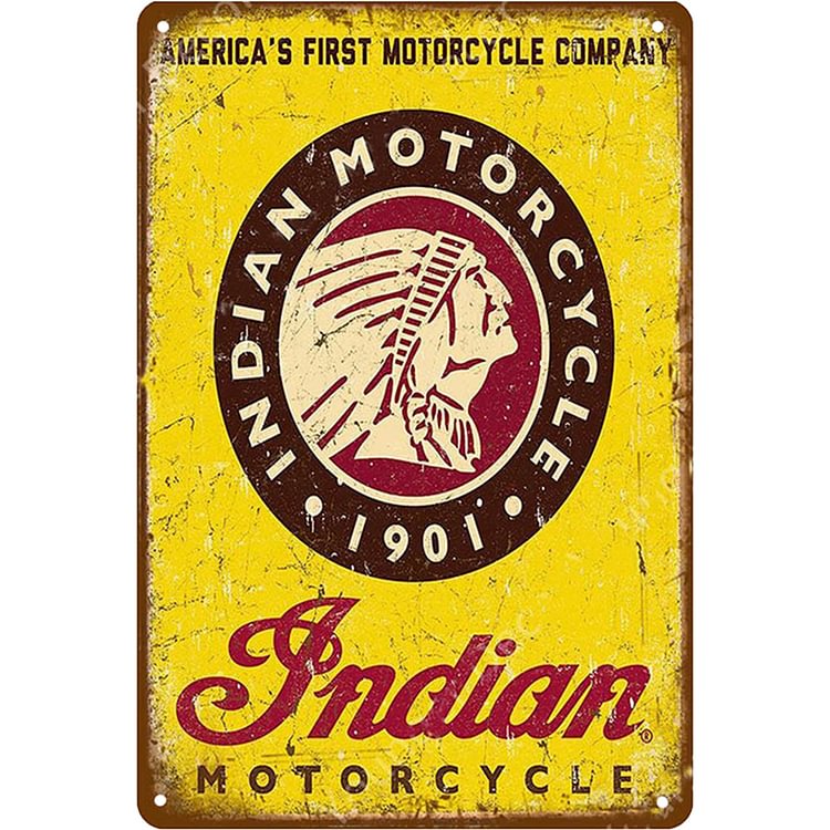 Indian Motorcycle 1901 - Vintage Tin Signs/Wooden Signs - 7.9x11.8in & 11.8x15.7in
