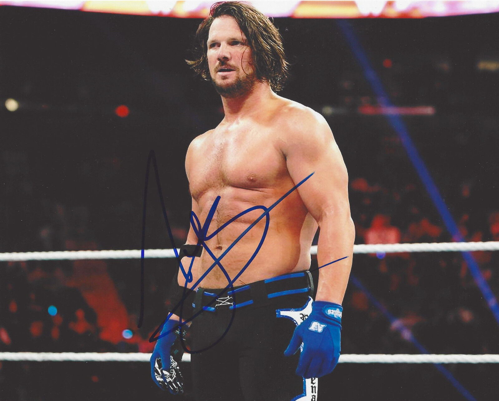 WWE CHAMPION AJ STYLES SIGNED 8X10 Photo Poster painting B w/COA AIR WRESTLING WRESTLEMANIA