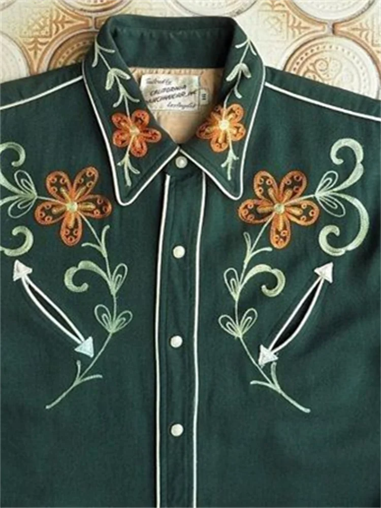 Vintage Western Floral Embroidered Blouse