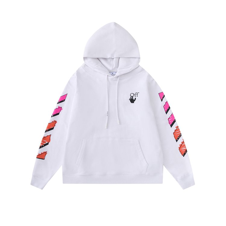 Off White Hoodie Autumn and Winter Back X Marking Pen Pink Arrow Hooded Sweater