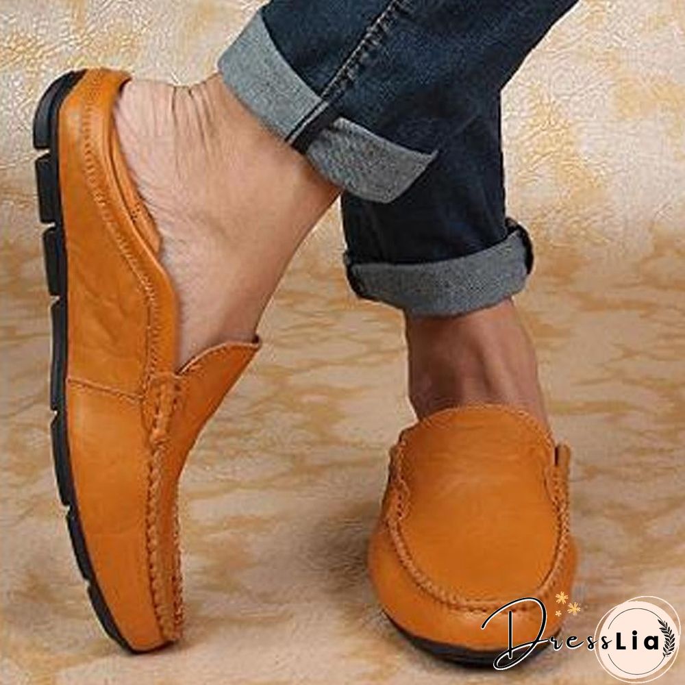 slip on casual men loafers mens moccasins shoes genuine leather men's flats shoes