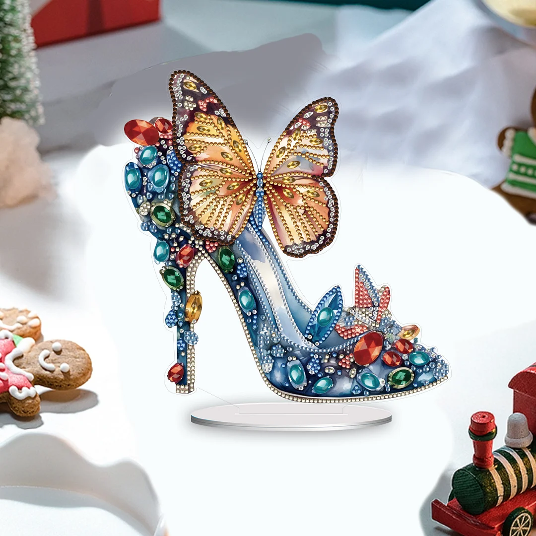 DIY High Heels Single Sided Diamond Painting Acrylic Tabletop Ornaments for Office Decor