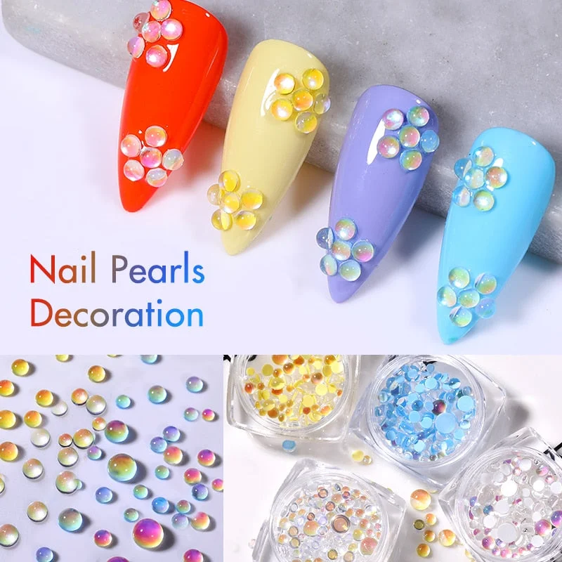 Candy Colors Mixed Size Love Heart Design 3D Nail Art Decoration Glass Crystal Beads AB Rhinestones DIY Flatback Acrylic Stones-Nail Inspo