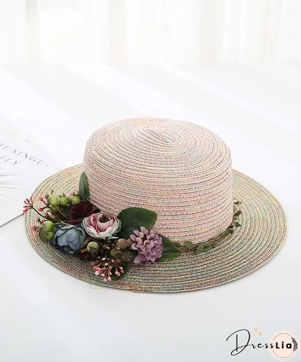 Japanese Vacation Style Flower Straw Woven Hat