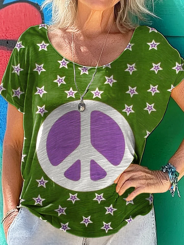 Hippie Star Art Print 100%Cotton Crew Tee T-Shirt