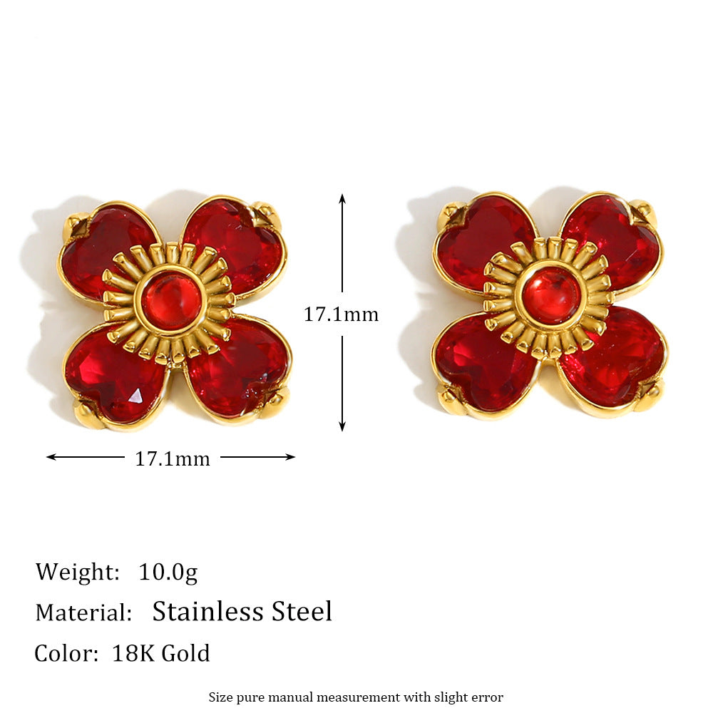 Personalized Popular Earrings Stainless Steel 18K Gold Plated Flower Frame Circle Pearl Earrings For Women