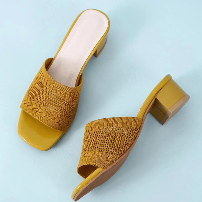 New Women Summer Slides Open Toe High Heels Casual Slipper Fashion Rhinestones Female Beach Flip Flops Large Size 35-41 Ytmtloy