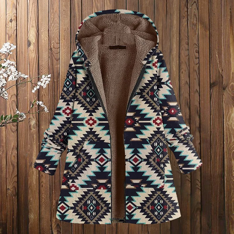 Casual Totem Print Long Sleeve Coat