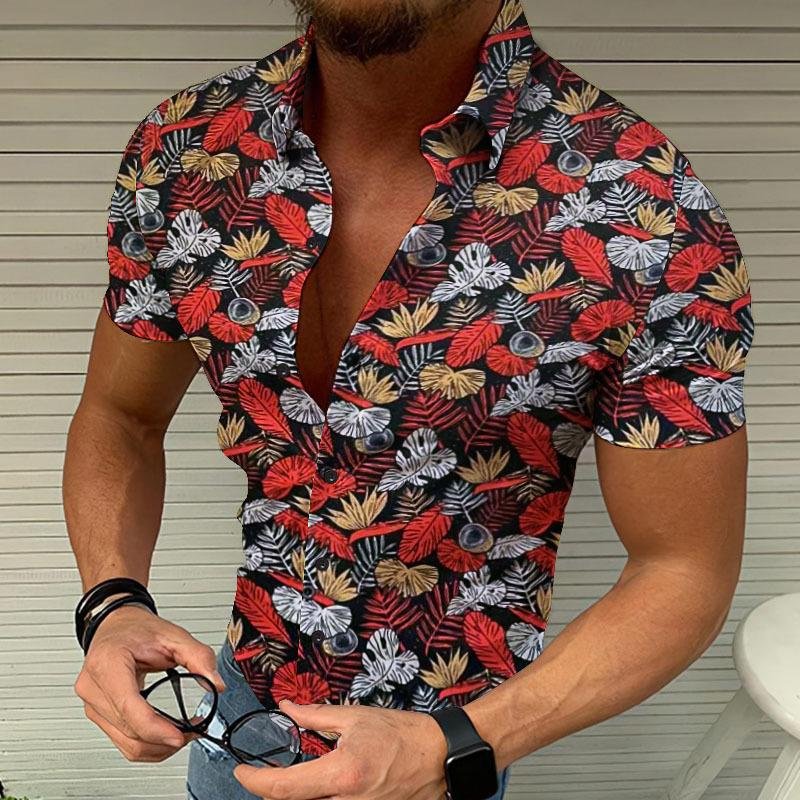 Fashion flower printed men shirt