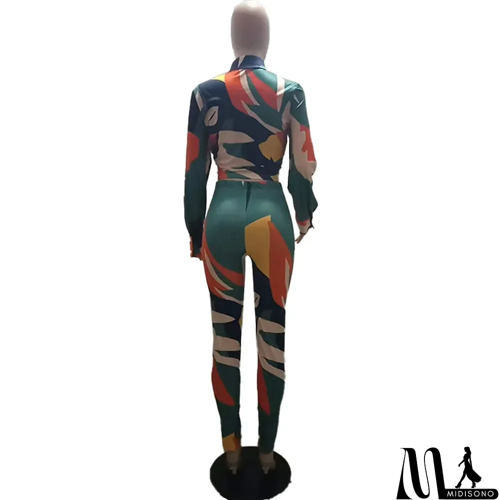 MidiSono - Fashion Ladies Printed Two-Piece Suit