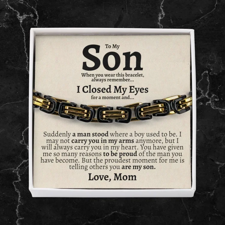 To My Son I'll always carry you in my heart Cuban Link Bracelet Stainless Steel Bracelet Warm Gift