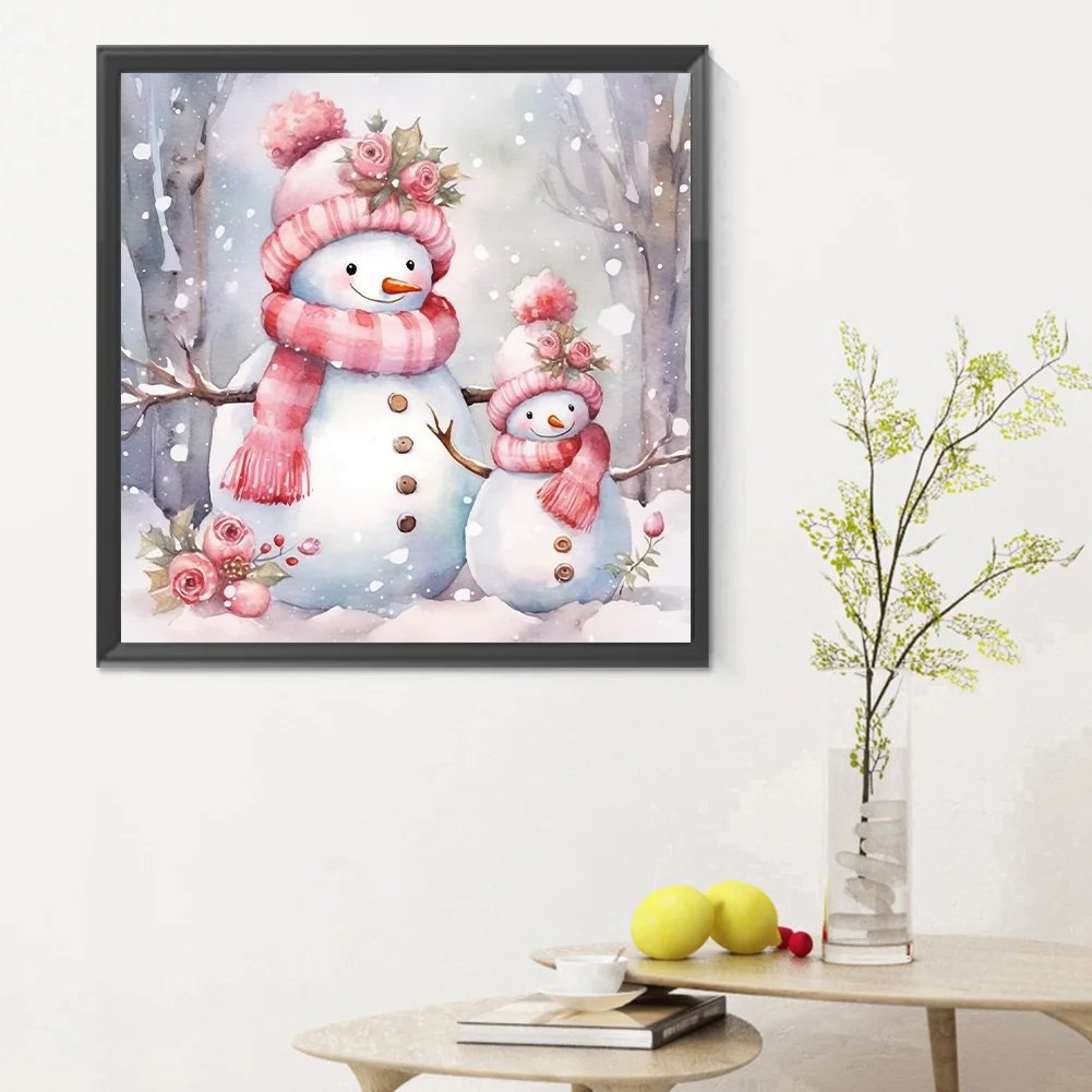 Diamond Painting - Full Round Drill - Pink Snowman(Canvas|30*30cm)