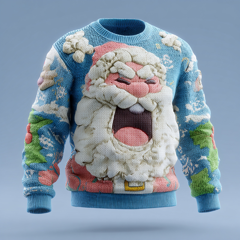 Men's Funny Ugly Santa Claus Print Knit Sweater elevenforest