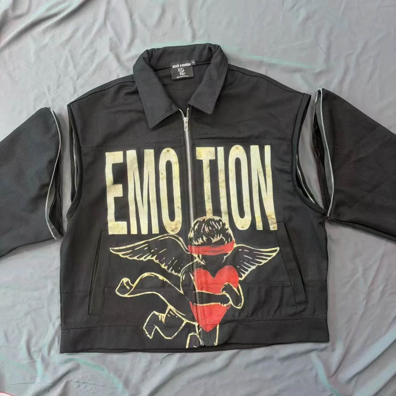 MIXED & EMOTION Alphabet Angel Removable Tooling Jacket Men's and Women ...