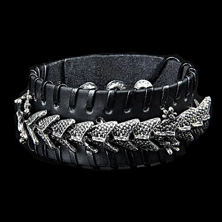 Coutureaura Leather Dragon Arm Cuff Jormungandr Metal Design Bracelet