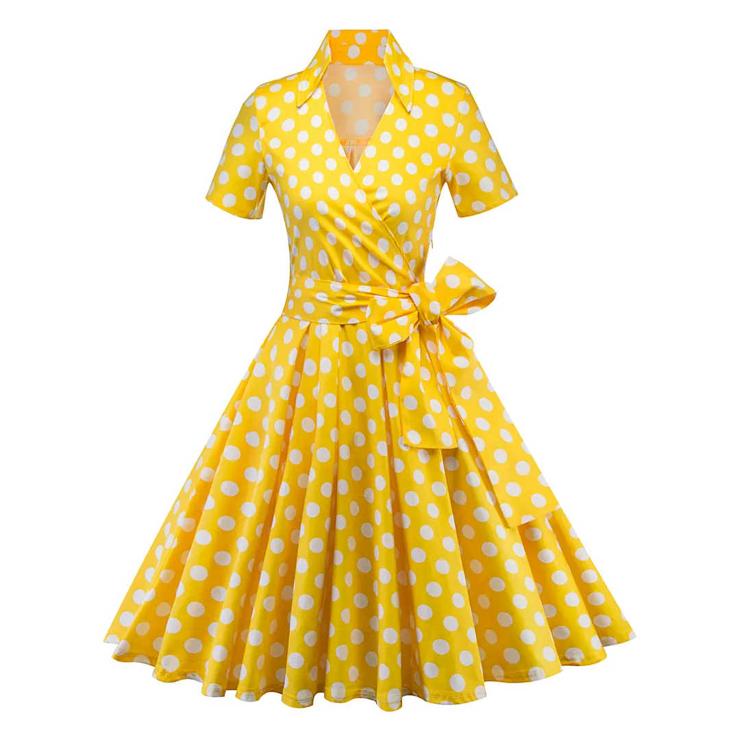 Women's Vintage Rockabilly Short Sleeve Swing Dress