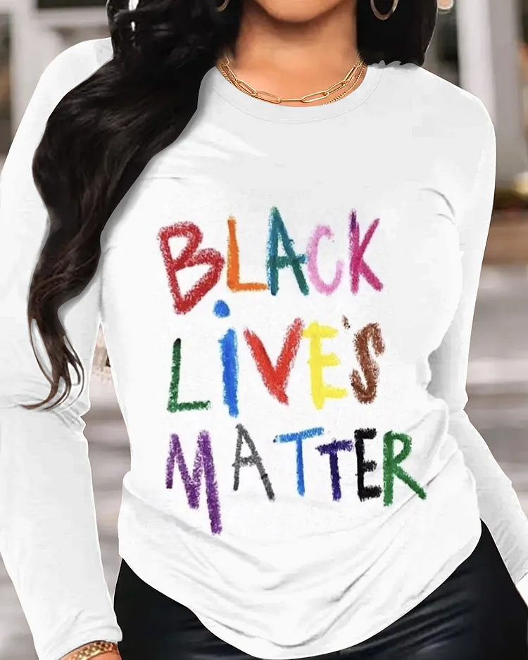 Crayon Black Lives Matters Crew Neck Long Sleeve T-shirt