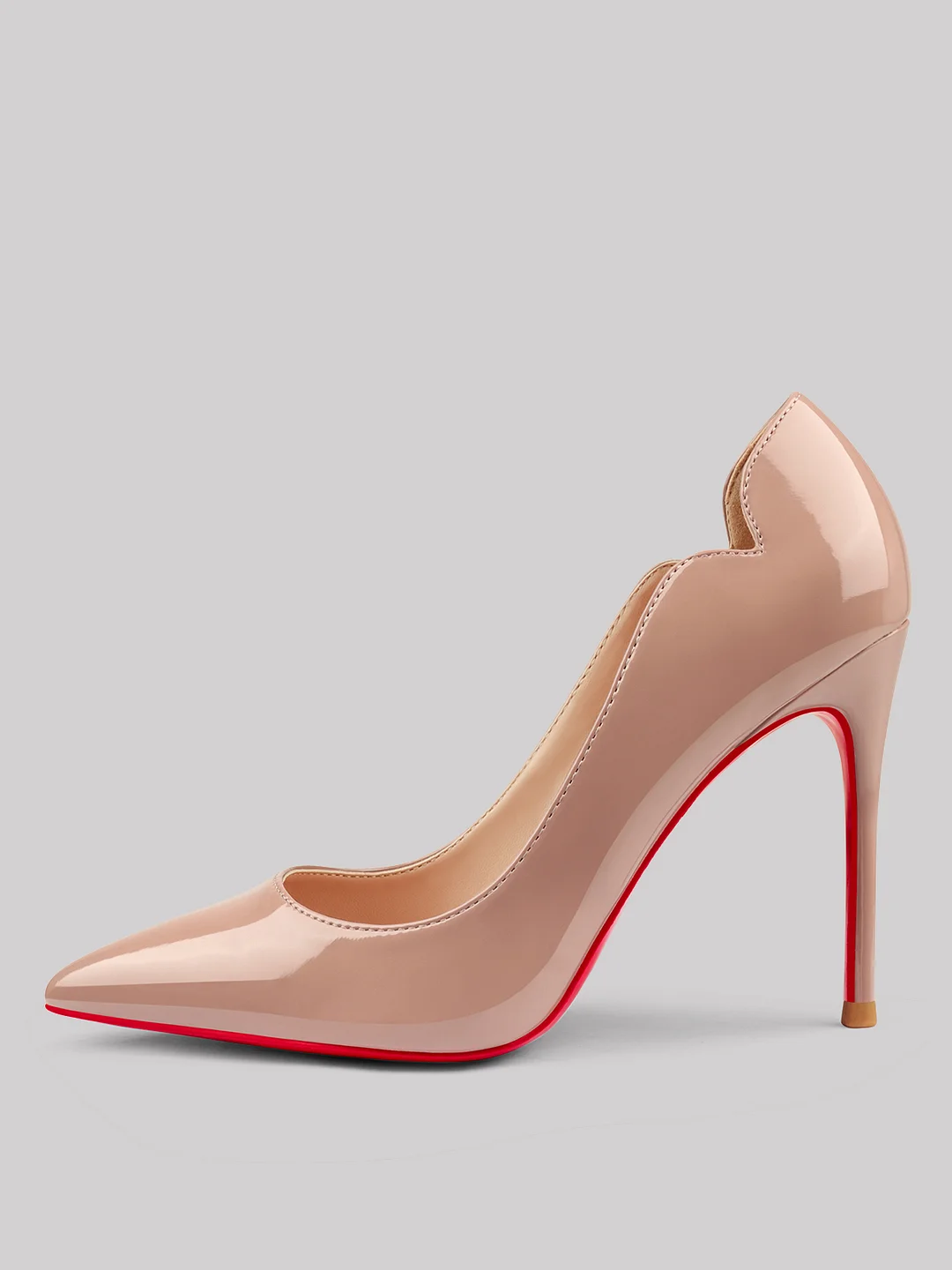 3.94" Women's Classic Pointed Toe V-Shaped Red Bottom High Heels for Party Wedding Patent Pumps