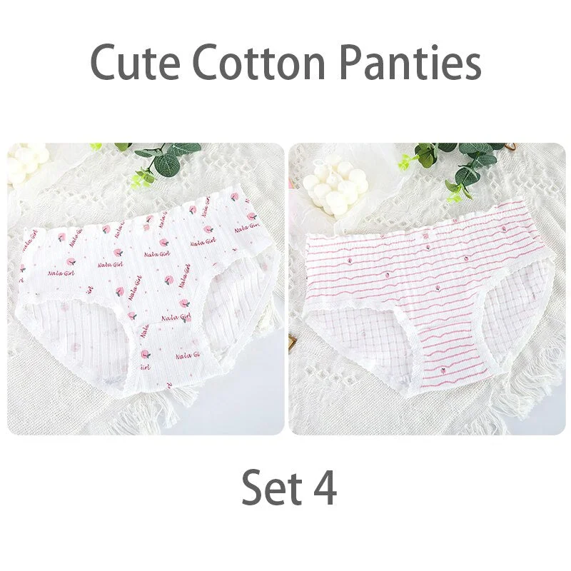 FINETOO Women's Sexy Lace Thongs G-string Underwear Cute Panties Briefs For Ladies T-back lingerie Cartoon Girls Pink Panty