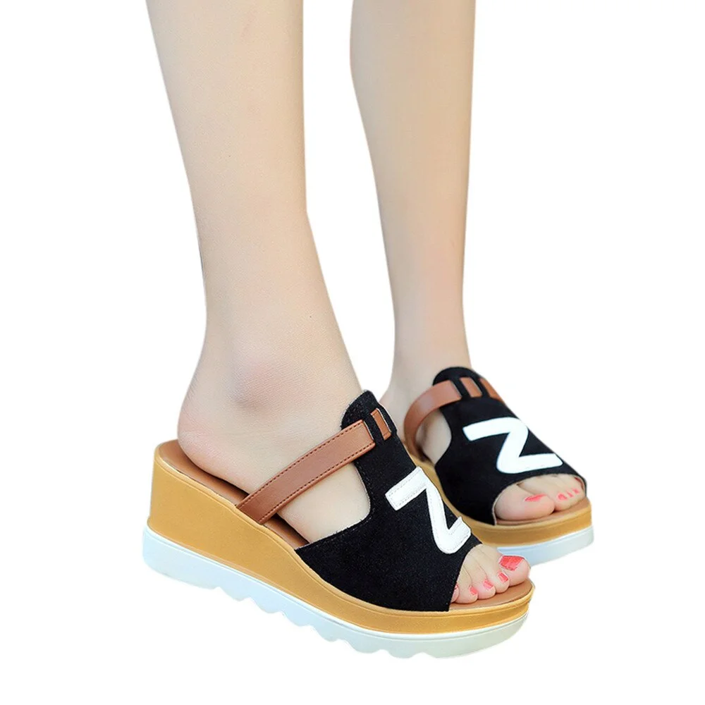 2021 Summer Slip On Women Wedges Sandals Platform Hip Hop Rock Fashion Open Toe Ladies Casual Shoes Comfortable Promotion Sale