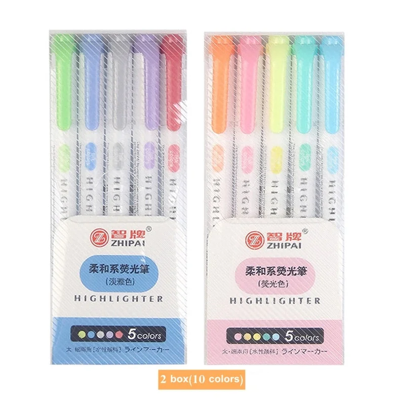 10/15/20/25 Colors Double Headed Fluorescent Pen Creative Highlighters Art Marker Pens School Supplies Cute Kawaii Stationery