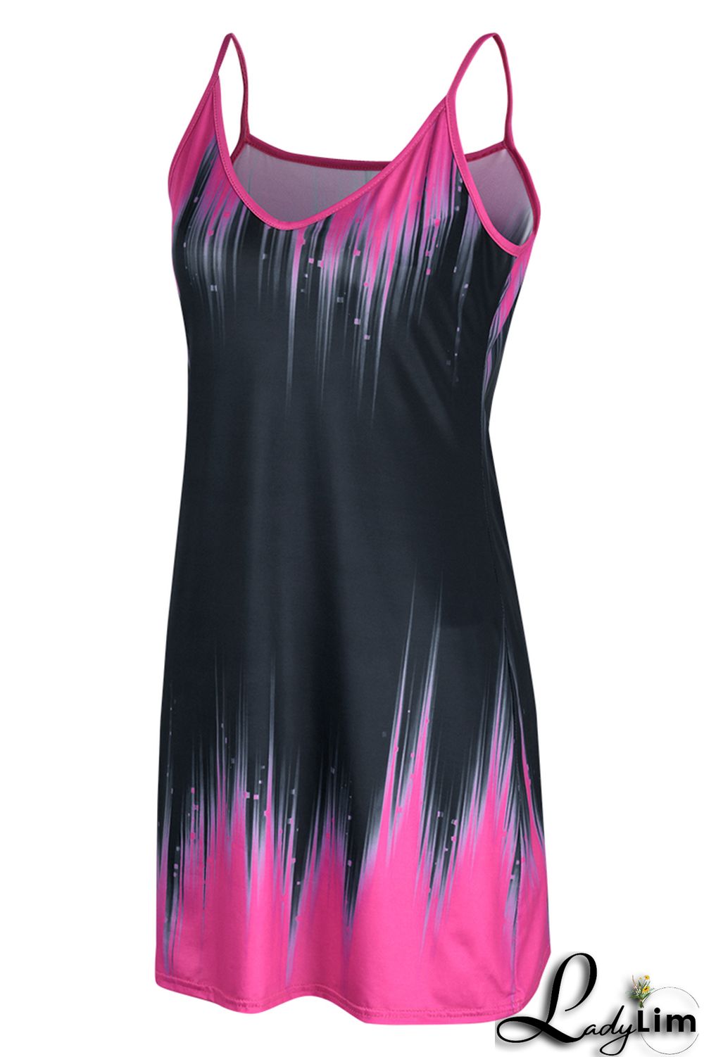 White Black Sexy Casual Print Backless V Neck Sling Dress