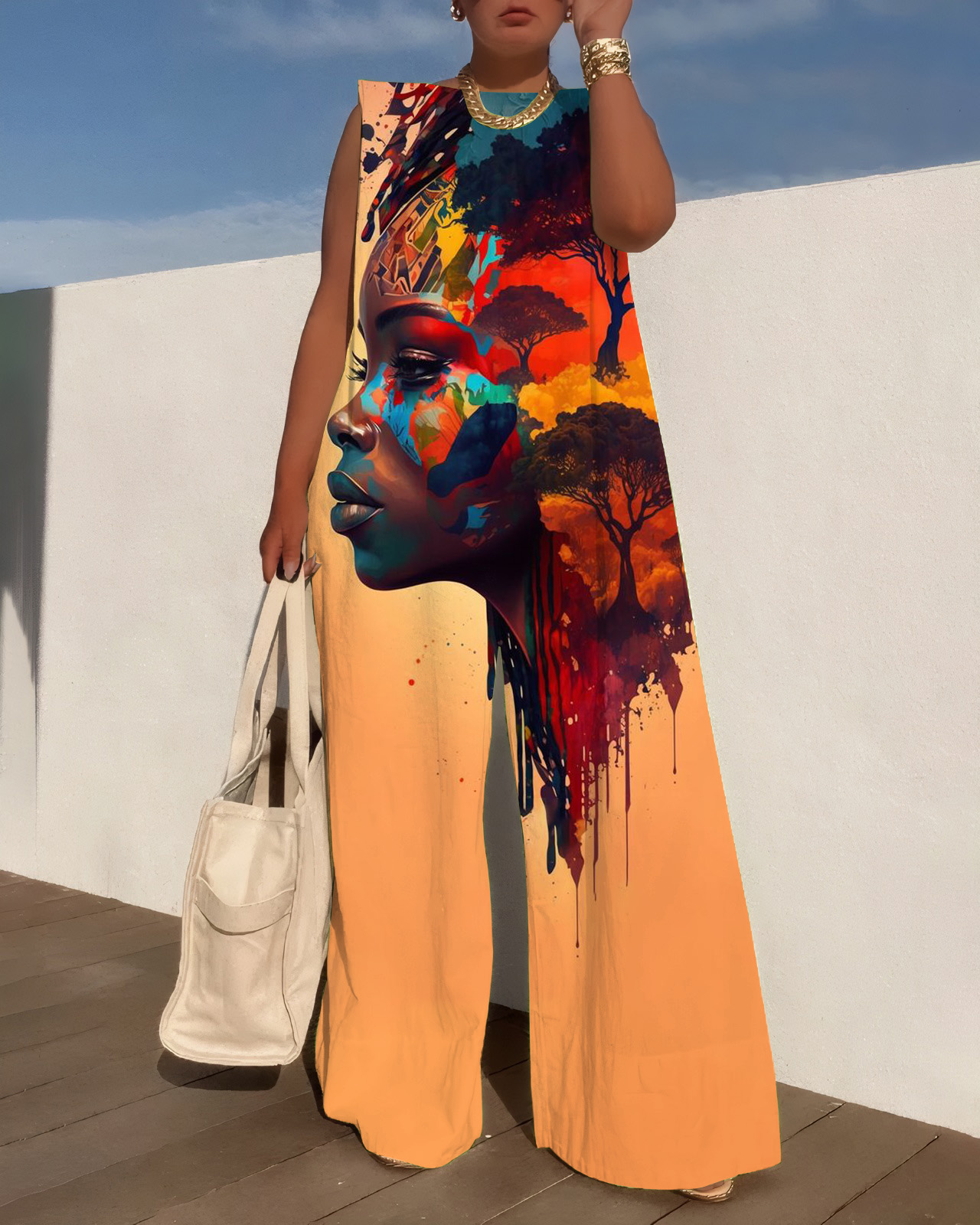 Forest Girl Art Wide Leg Jumpsuit