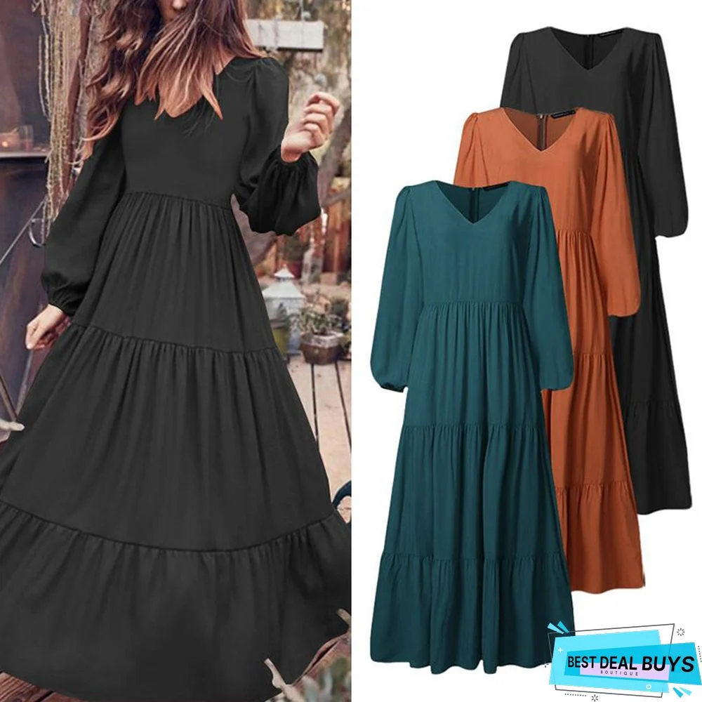 Commuter Temperament Women's Big Swing Dress Black Dresses