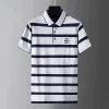 Men's Fashion Business Striped Lapel Short Sleeve POLO Shirt