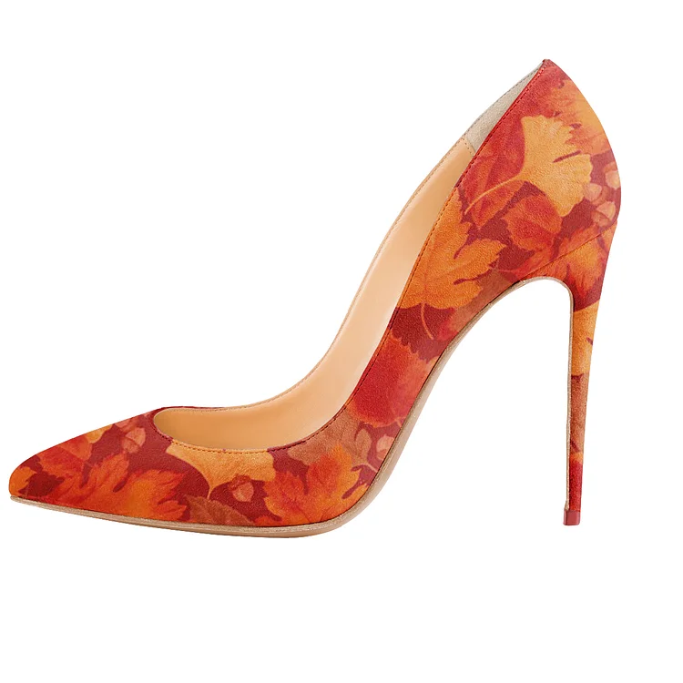 Suede Floral Pointy Toe Stiletto Heels Vdcoo