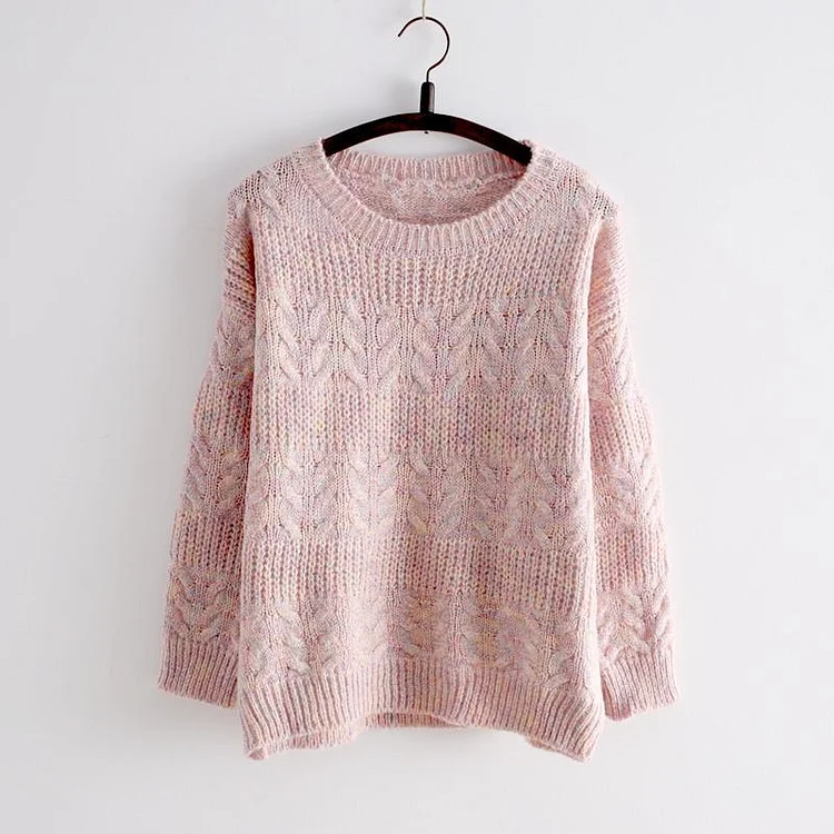 Pink/Apricot Kawaii Cutie Long Sleeve Sweater SP154028