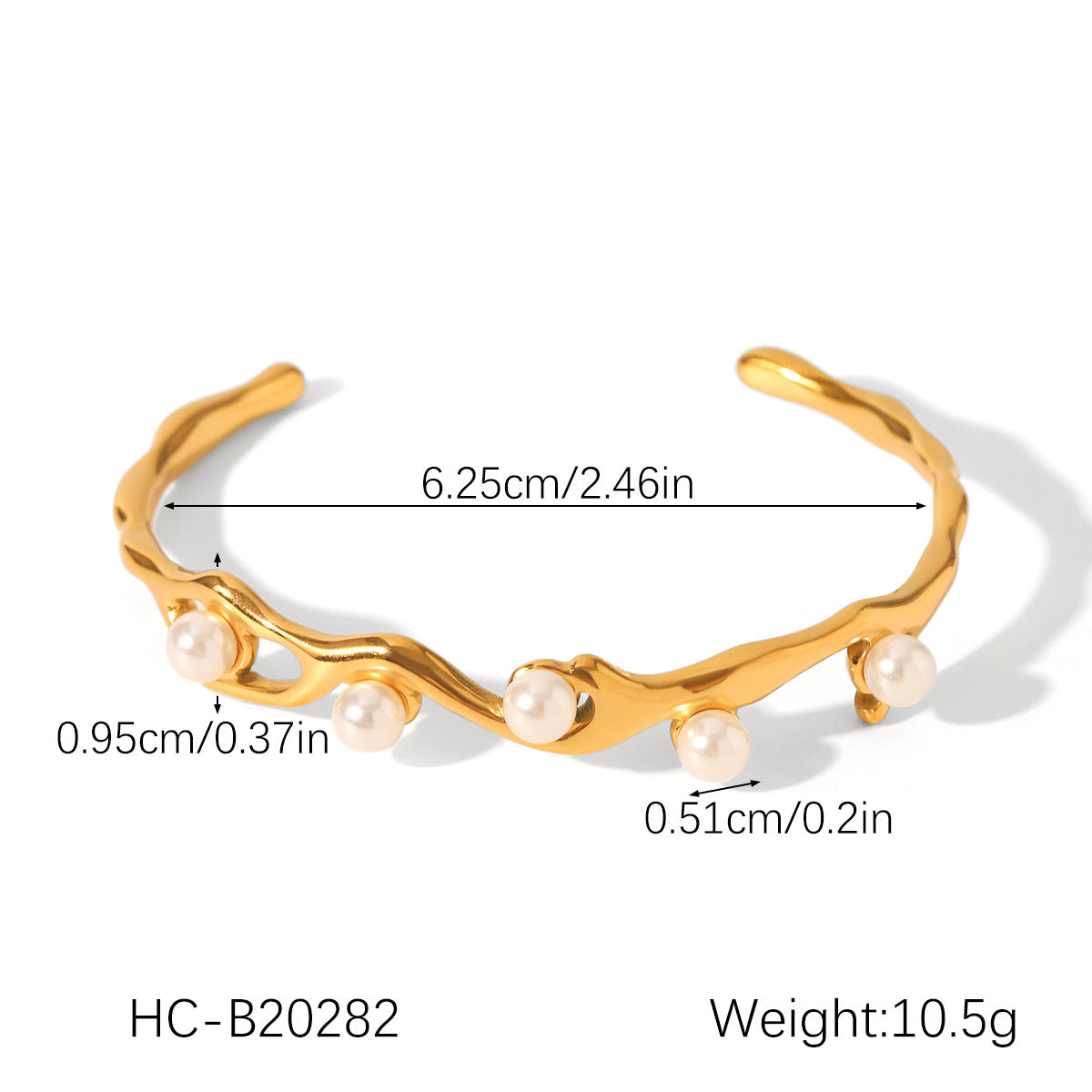 Stainless Steel Bracelet Irregular Pearl Open Bracelet Titanium Steel Jewelry