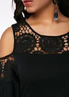Plus Size Lace Stitching Cold Shoulder Maxi Dresses