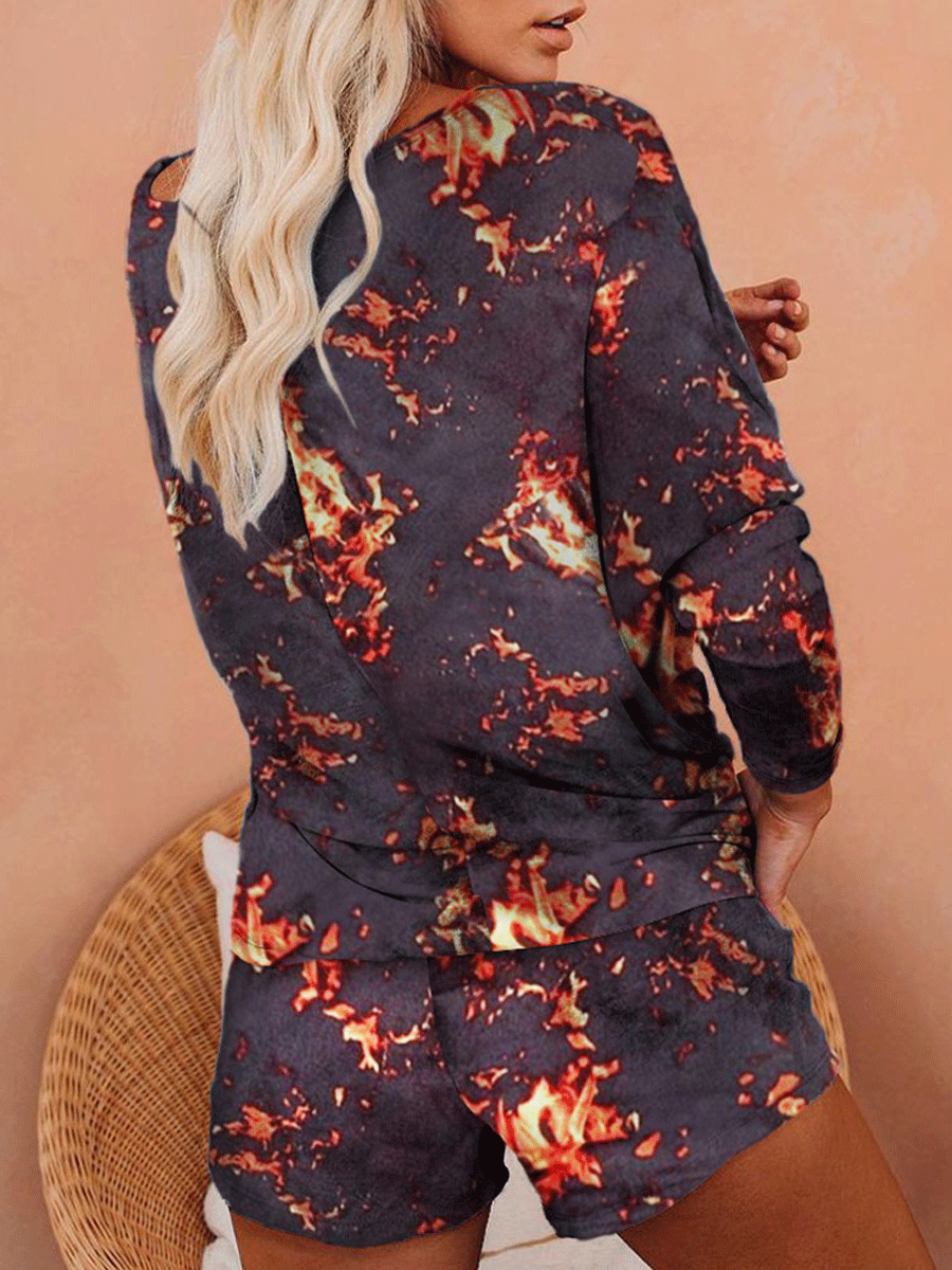 Tie Dye Dolman Knit Top with Pocketed Shorts