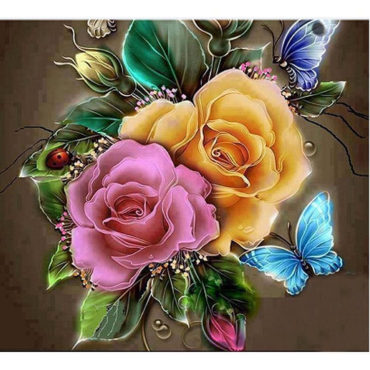 Peinture de diamant - Ronde partielle - Fleurs