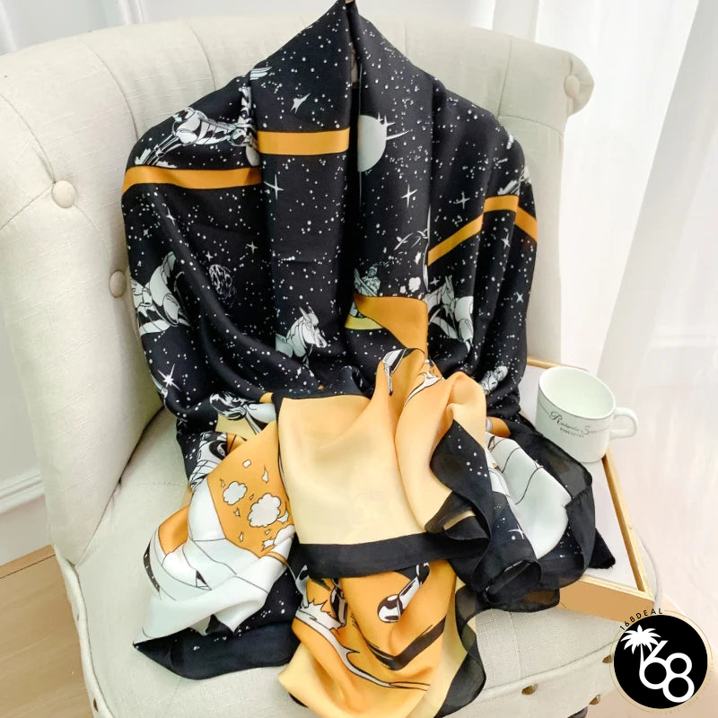 Women's Silk Head Wrap Printed Pattern Trendy Beach Scarves | 168DEAL
