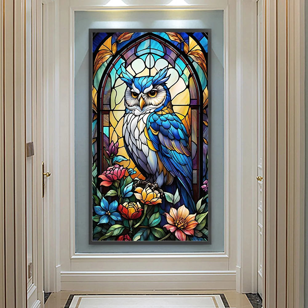 Diamond Painting - Full Round Drill - Stained Glass Owl(Canvas|40*70cm)