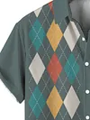 Simple Pattern Stitching Casual Men's Large Short Sleeve Shirt