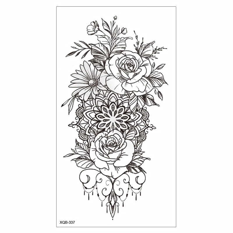 Waterproof Tattoo Sticker Temporary Tattoo Black Rose Tattoo Leg Chest Arm Tattoo Man Woman Tattoo Skin Tattoo Art Tatouage TaTy 515-1