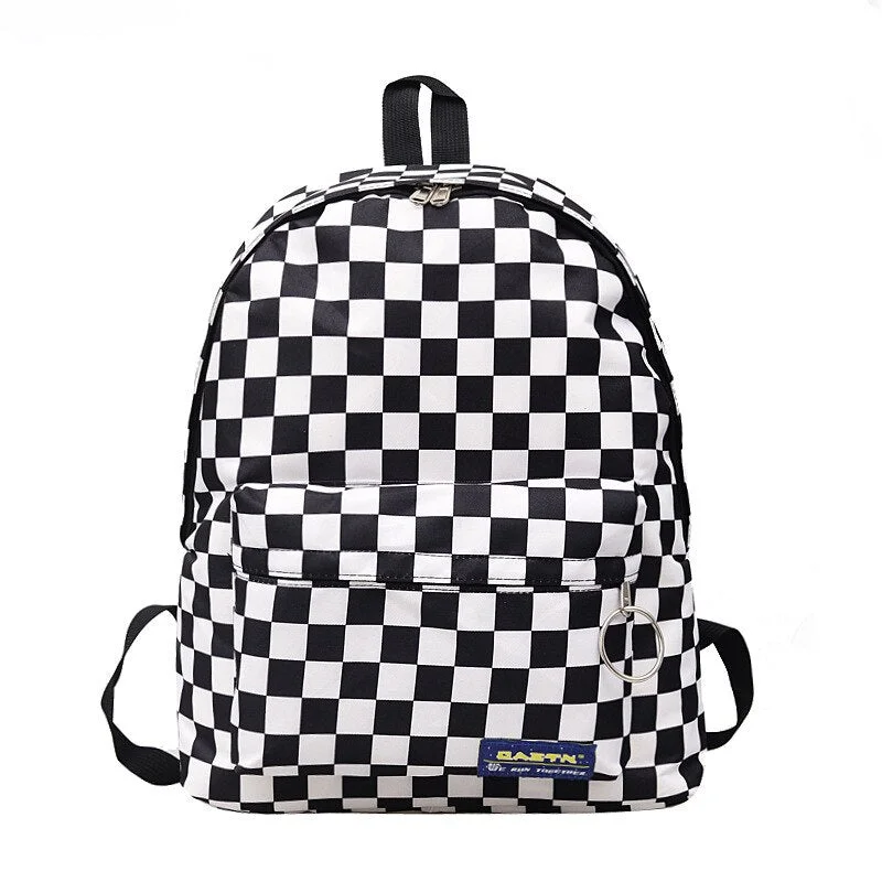 Fashion Black and White Plaid Backpack Large-capacity Multi-function Outdoor Travel Backpacks All-match School Mochila Escolar