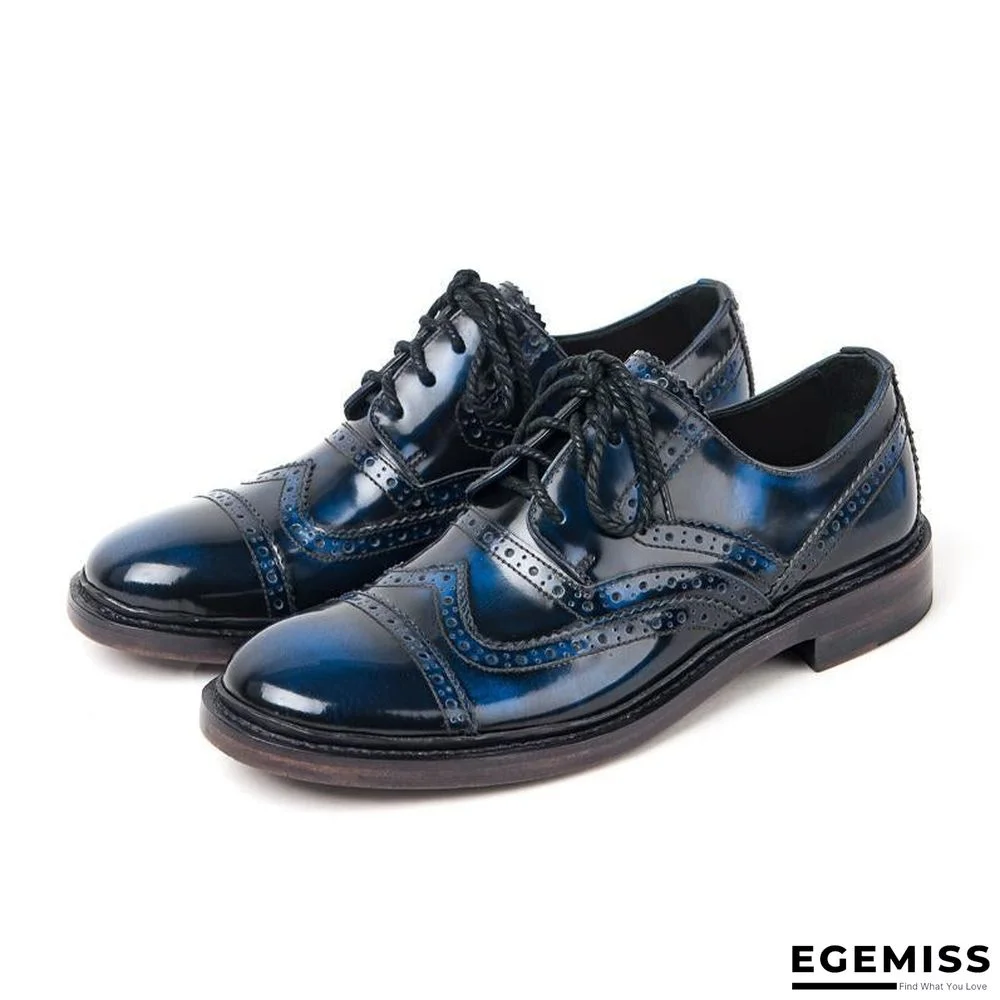 Carved Retro Style Derby Shoes Lace-up Leather Shoes | EGEMISS