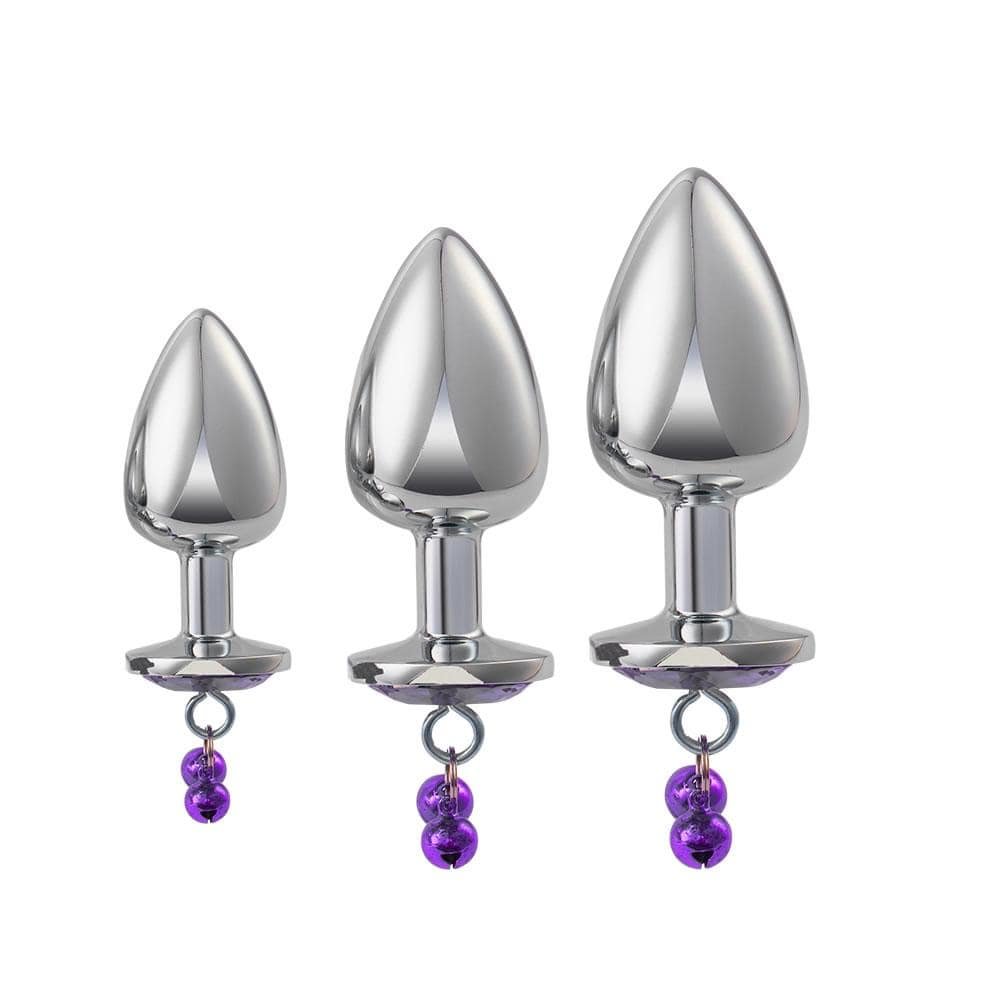 3PCs Metal Double Bells Jewel Anal Plug Set Adult Toy-FUNSEXDOLLS
