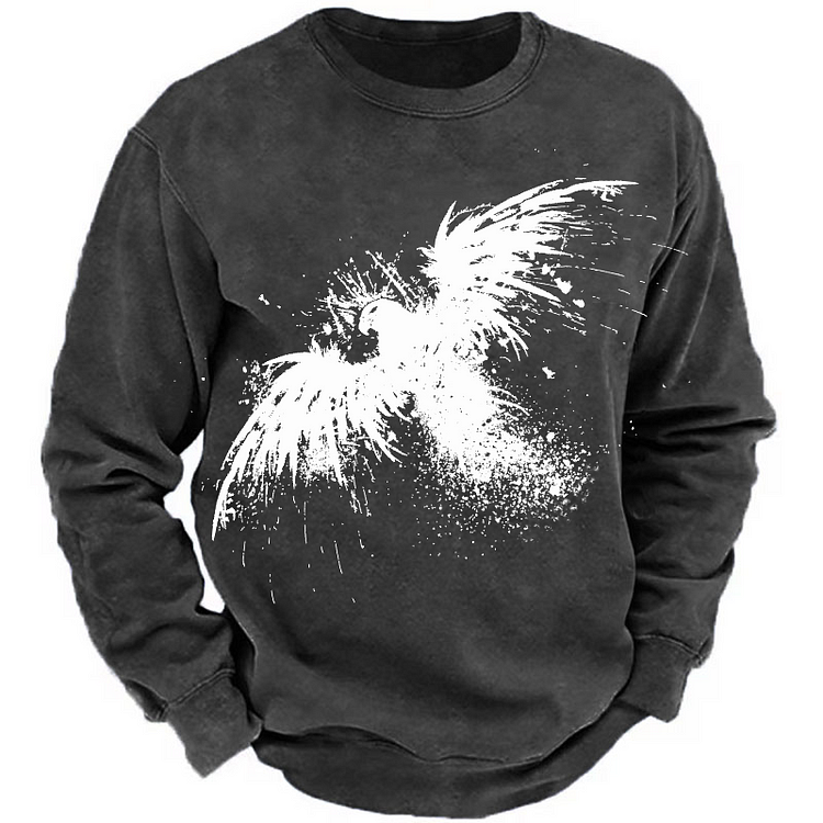 Men's Retro Ink Eagle Design Sweatshirt