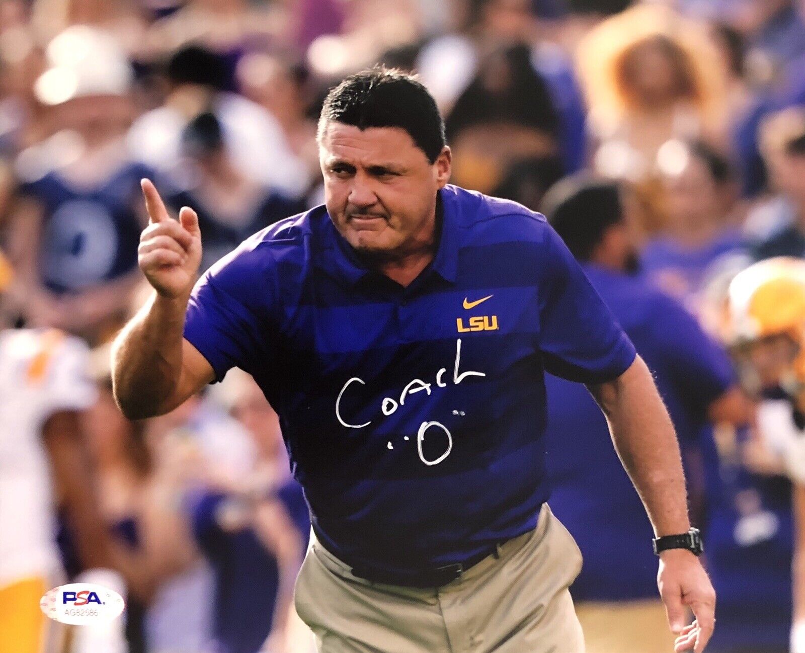 Ed Orgeron Coach O Signed Autographed LSU Tigers 8x10 Photo Poster painting Champs Psa/Dna