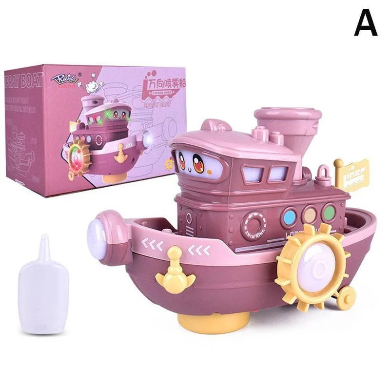 Simulation Boat Toy, Simulation Boat Model Ship with Music Light Spray Sailing Vehicles Kids Toys