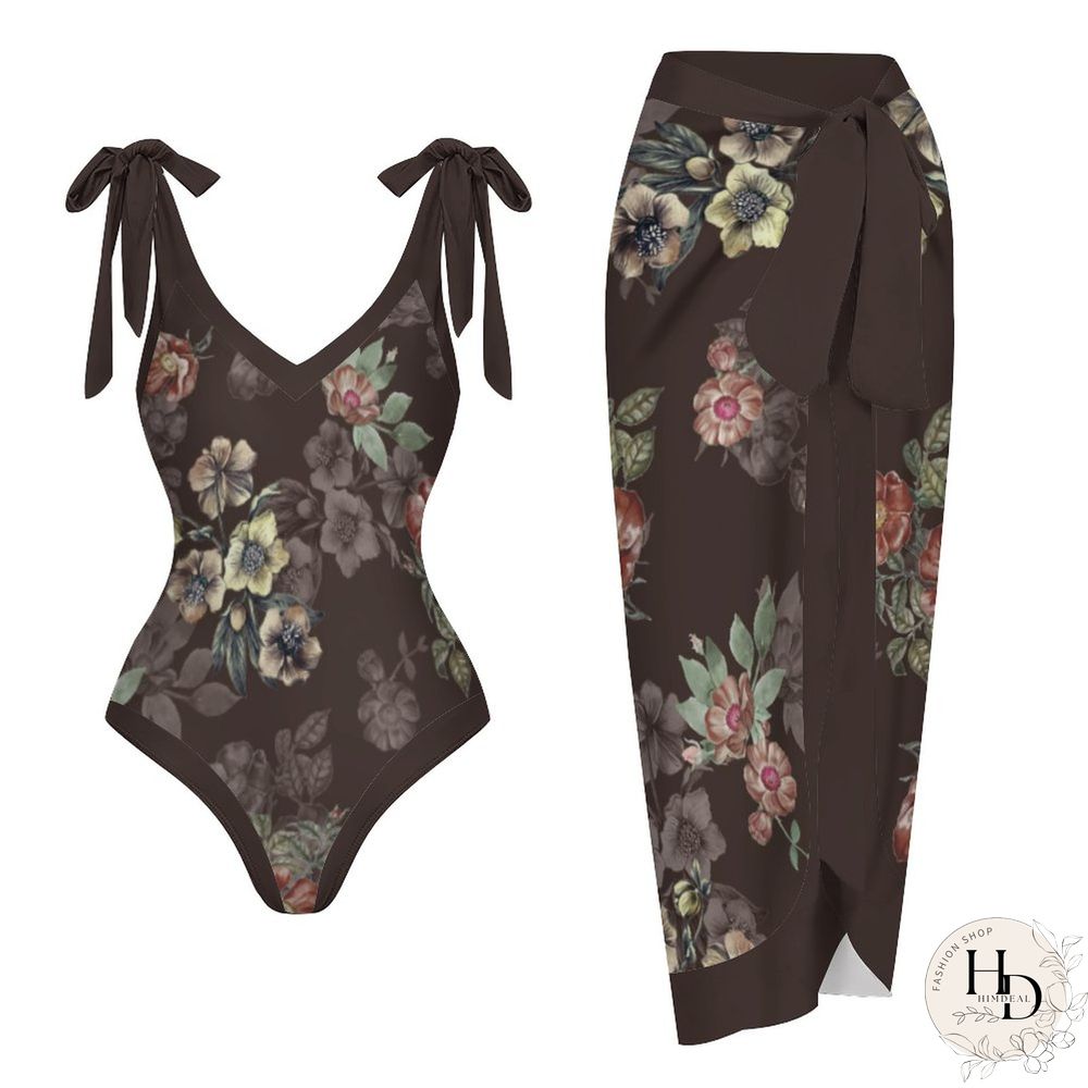 Casual Printed One-Piece Swimsuit And Cover Up