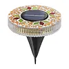 Outdoor LED Solar Lights Waterproof Mini Flat Solar Disc Light with Sturdy Ground Stakes Mosaic Landscape Lightning for Garden Walkway Driveway
