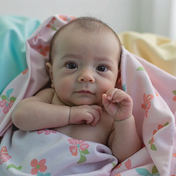  [3-7 Days Delivery][Heartbeat💖 & Sound🔊] 18" Lifelike Reborn Baby Girl Tardefa Has Realistic Skin Blue Eyes and Brown Hair - Reborndollsshop®-Reborndollsshop®